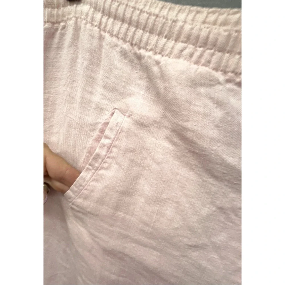 Women Vtg Linen Pants 10 Petal Pink Mini Pockets Coastal Preppy Beachy Soft Girl